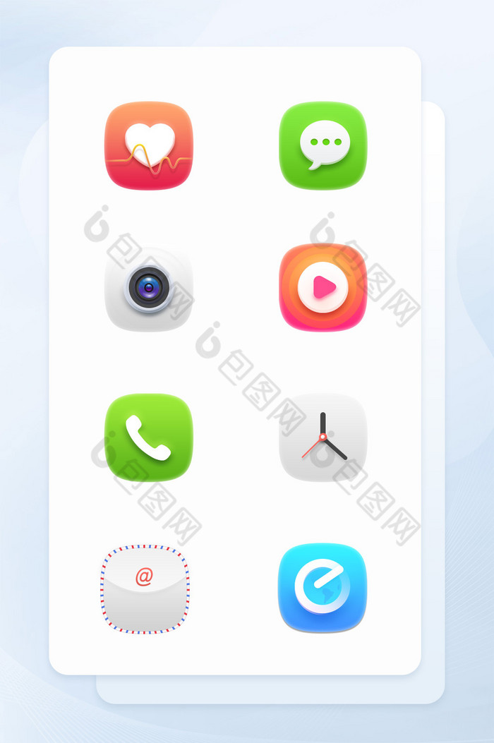 多色轻拟物手机主题应用图标UI素材图片图片
