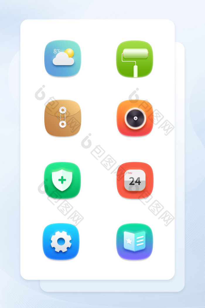 多色微质感轻拟物手机主题应用图标UI素材图片图片