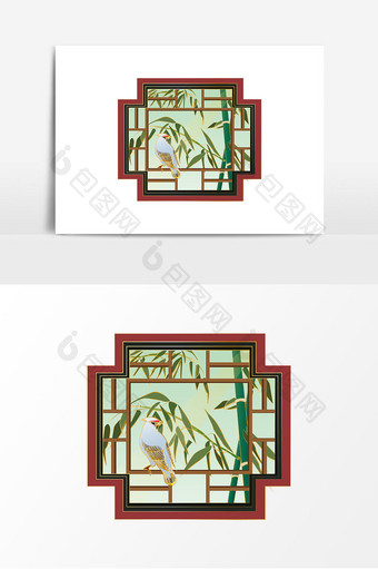 中国风窗景竹子元素图片