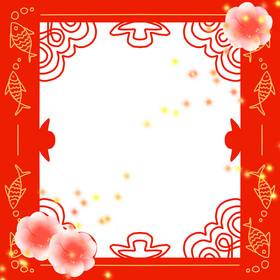 新年春节梅花红色边框