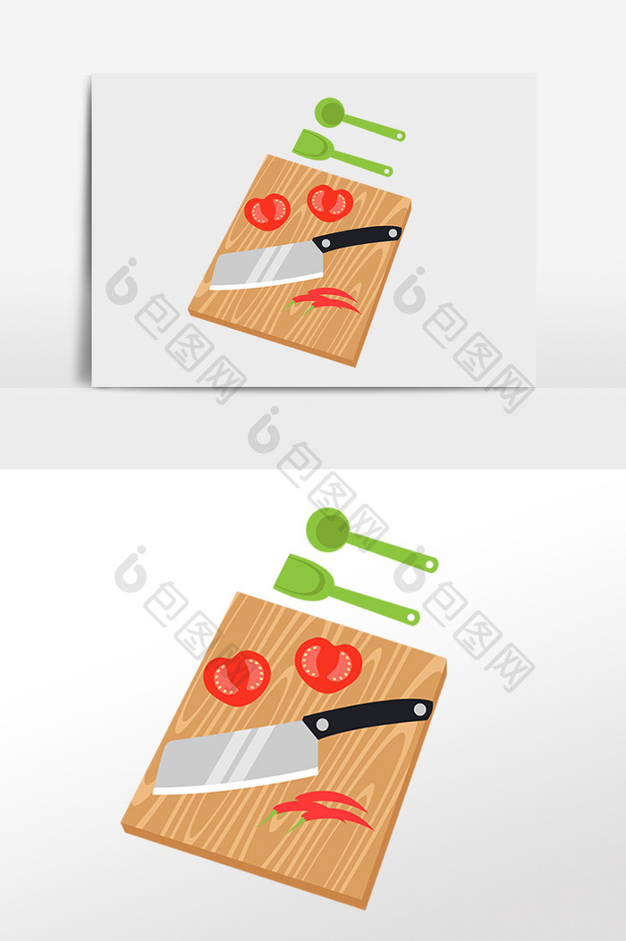 卡通手绘切菜菜板菜刀
