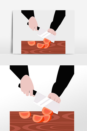 卡通手绘大厨切菜