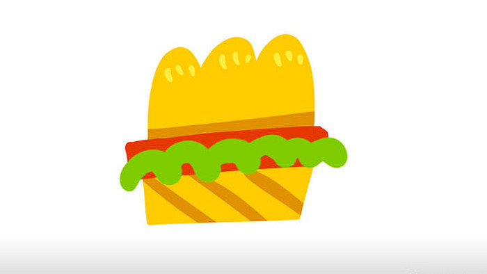 简单扁平画风食物类可爱汉堡mg动画