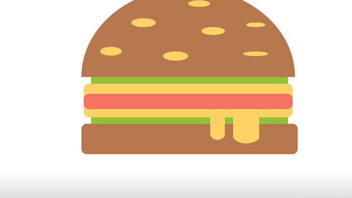 简单扁平画风食物类油炸食品汉堡mg动画