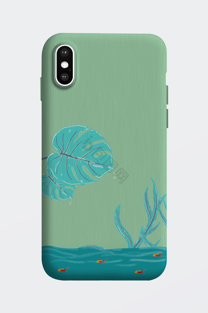 纯色树叶锦鲤手机壳图片