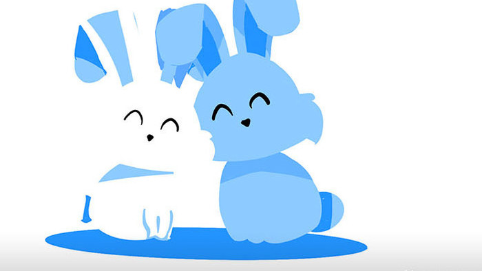 简单扁平画风动物类两只兔子mg动画