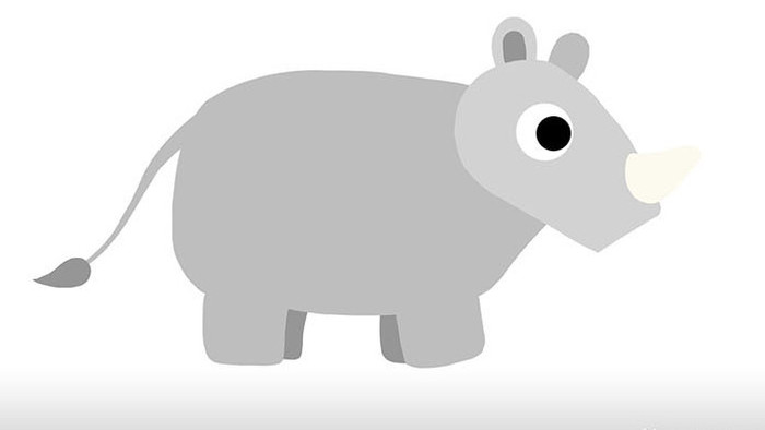 简单扁平画风自然动物类犀牛mg动画