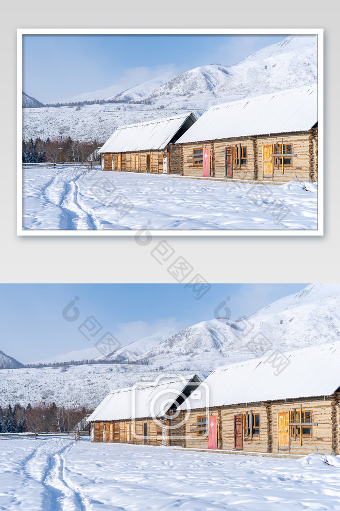 新疆冬天喀纳斯禾木村雪景雪乡
