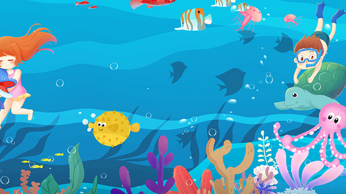 4K卡通海洋海底世界背景视频AE模板