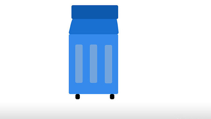 简单扁平画风生活用品类蓝色垃圾桶mg动画