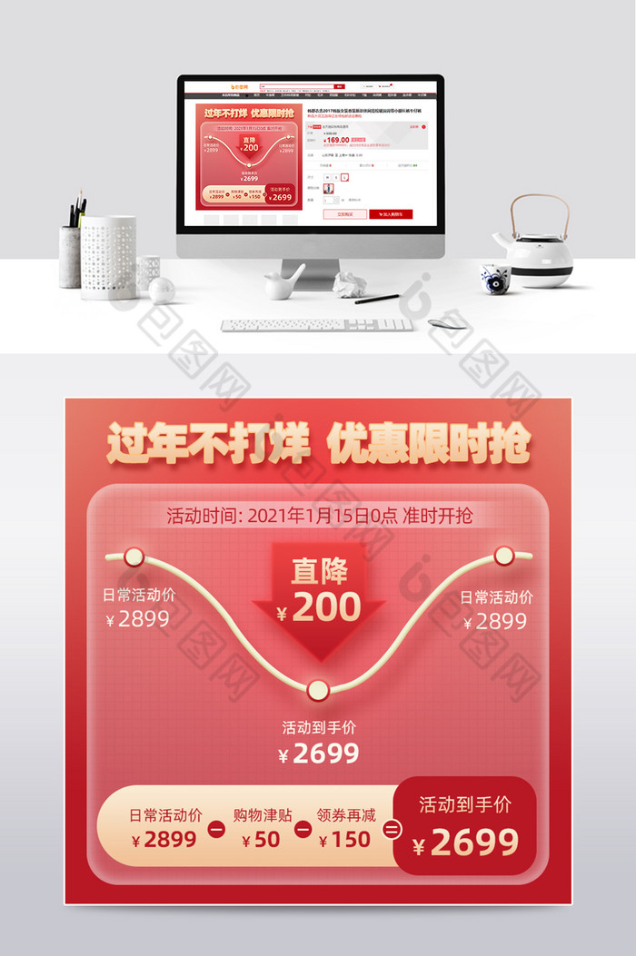 过年不打烊新年喜价格曲线活动促销主图图片图片