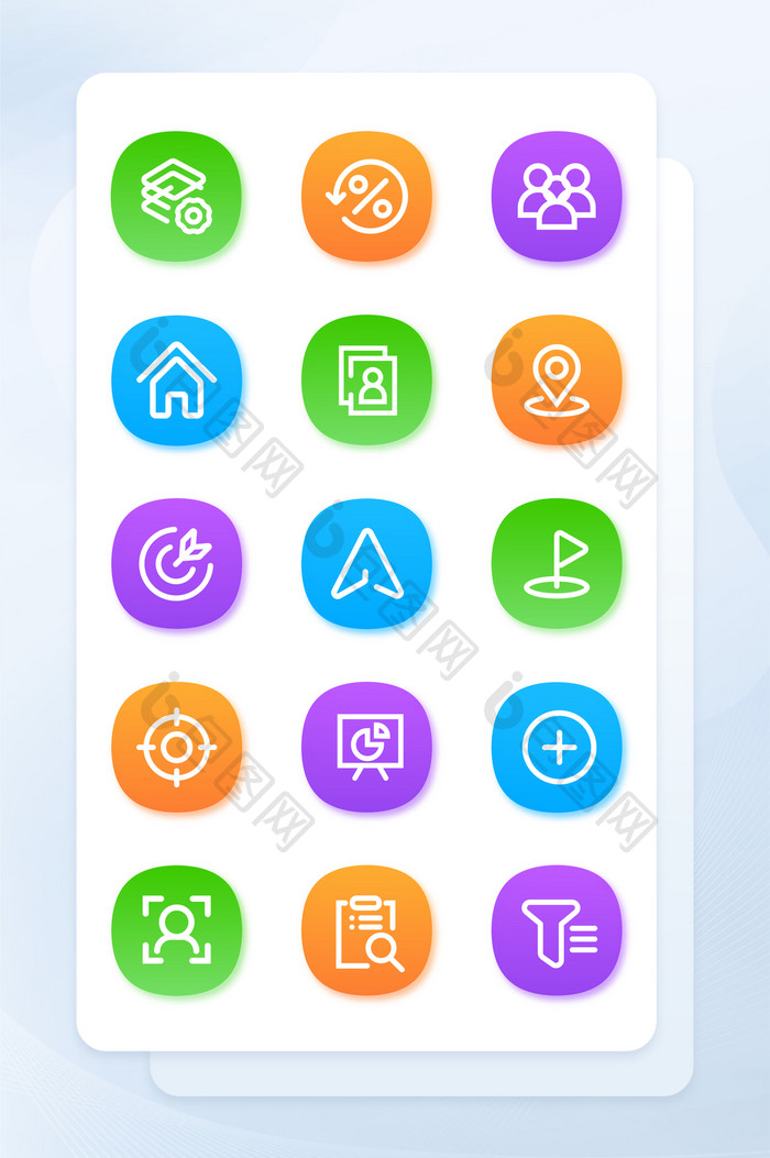 多色面型线性手机主题矢量icon图标