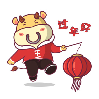 原创卡通新年牛年过年好灯笼动图gif