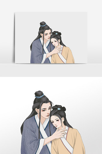 情人节相拥古风情侣