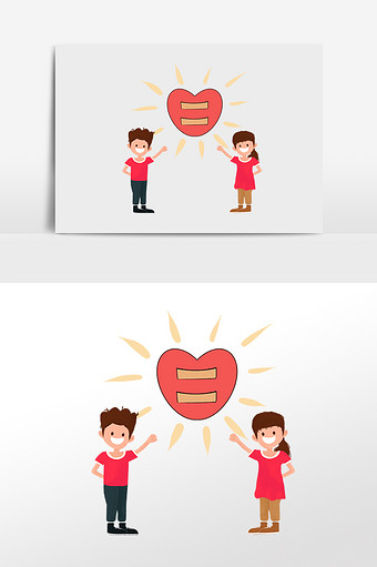 卡通手绘男孩女孩平等