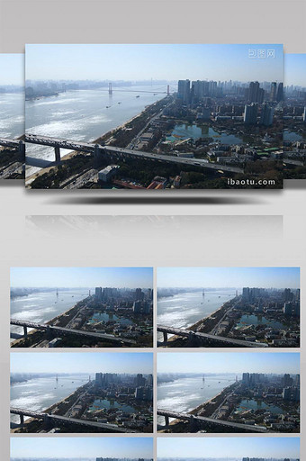 大气武汉长江大桥地标航拍视频片头片尾图片