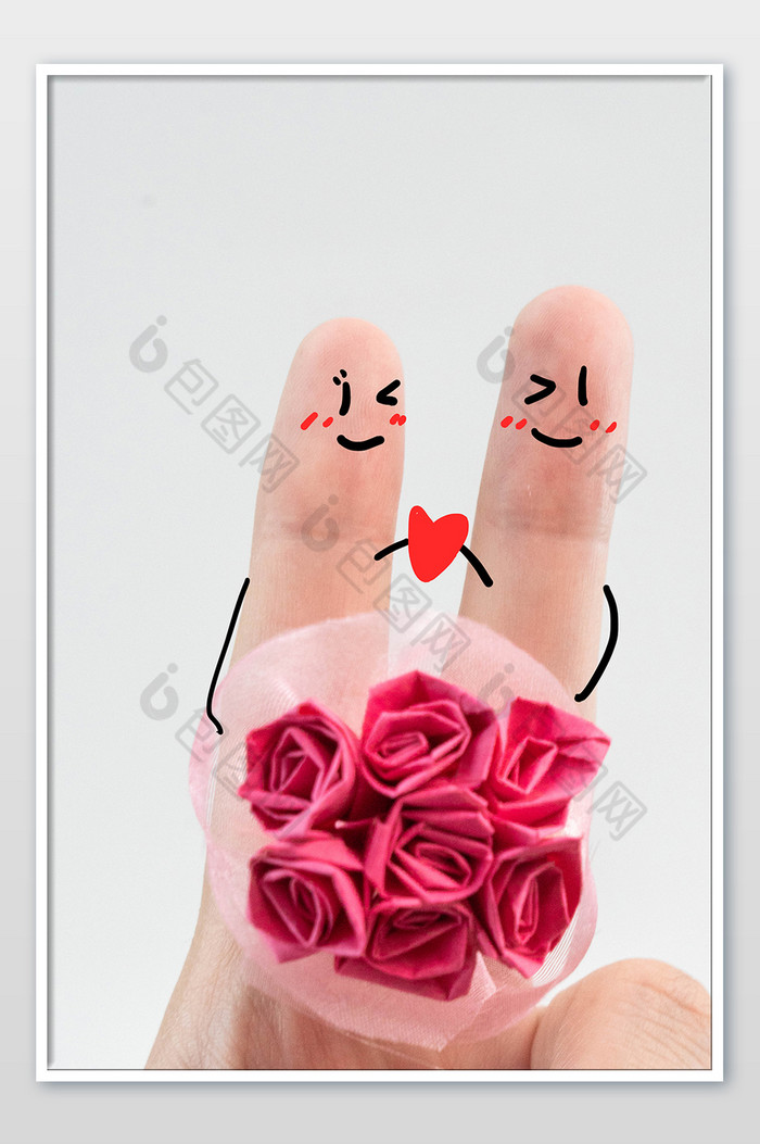 情人节节日手指情侣玫瑰花图片图片