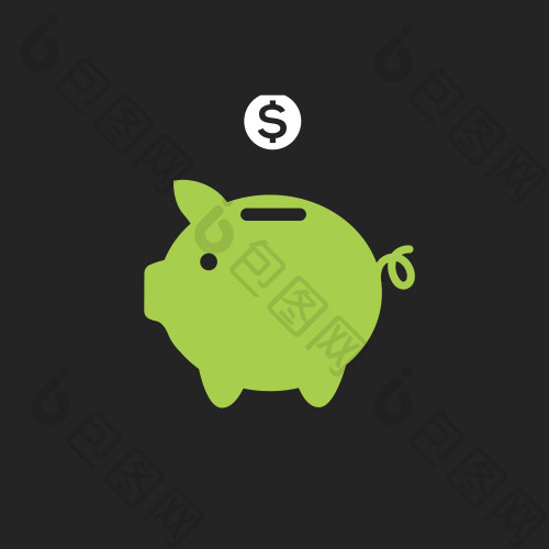 简约淡绿色存钱罐动效图标矢量UI商务应用
