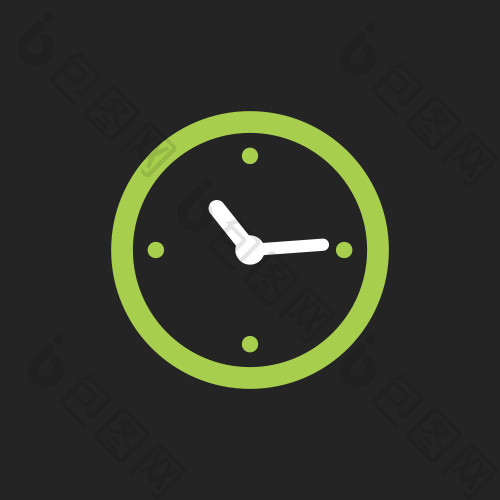 简约淡绿色时钟动态图标手机商务应用矢量
