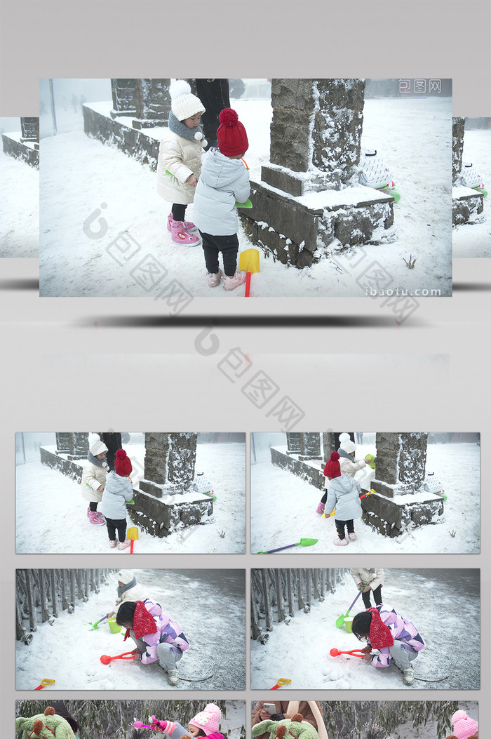 4K实拍小朋友在雪地上玩雪视频素材