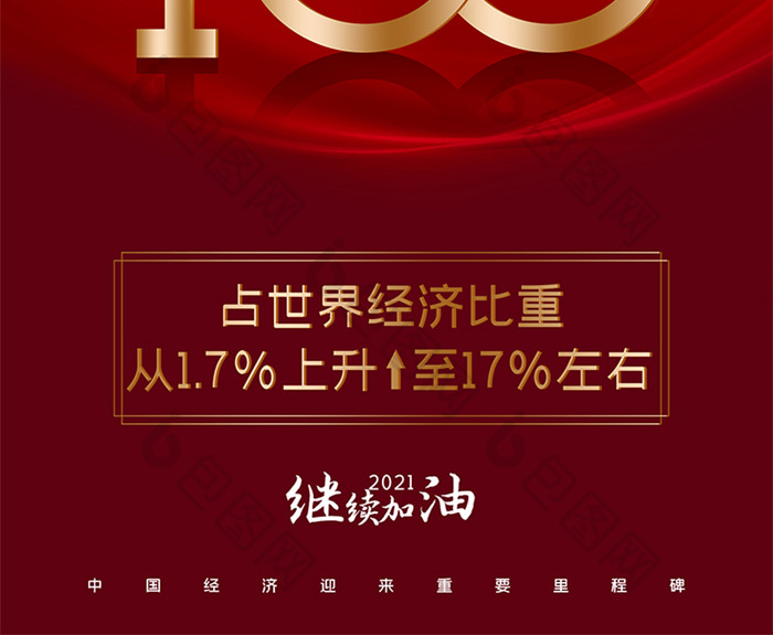 红2020中国GDP首超100万亿元海报