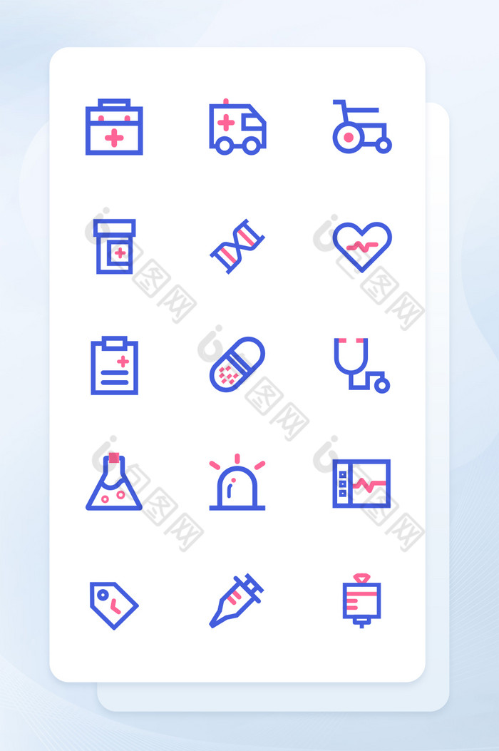 互联网医疗图标APP蓝色医疗线性图标图片