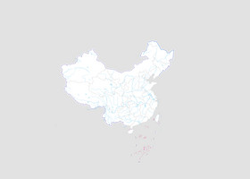 中国地图白色带河流地图