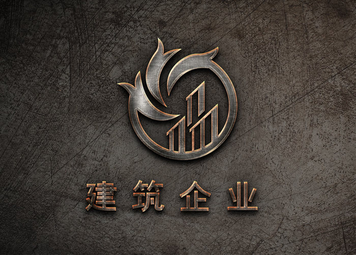 铁锈墙上的金色3Dlogo图片