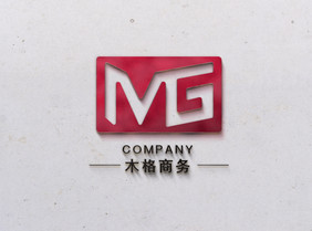 白色墙面上彩色金属3Dlogo样机