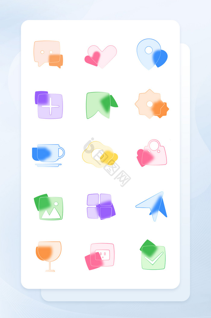 彩色玻璃拟态手机主应用矢量icon图标图片