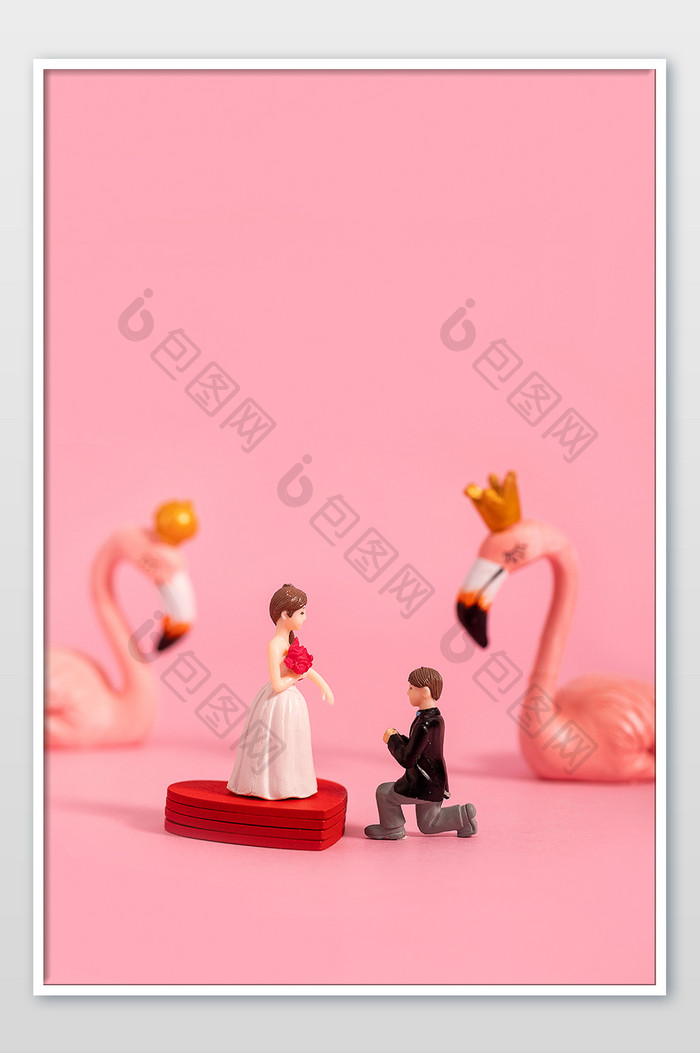 情人节求婚创意爱情天鹅粉色背景