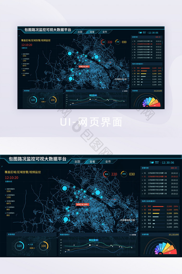 路况监控大屏数据可视化ui界面pcweb