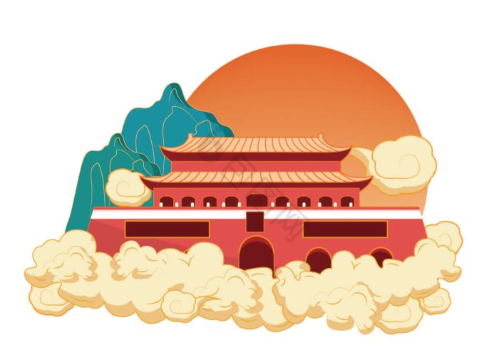 天安城门简笔画图片-天安城门简笔画素材免费下载-包图网