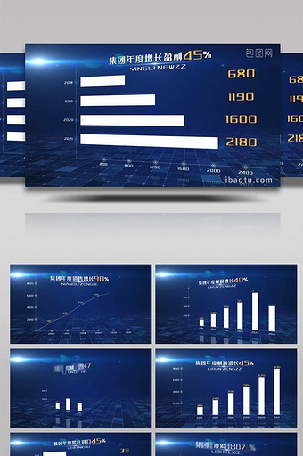 科技风企业年度销售数据展示AE模板图片