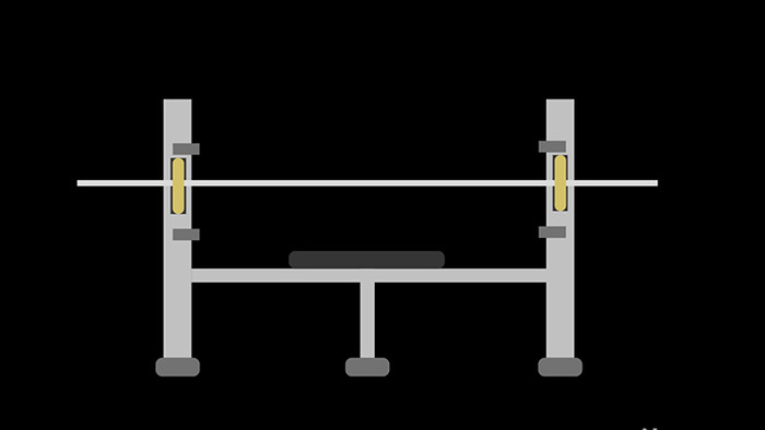 简约可爱扁平画风健身类平板卧推架MG动画