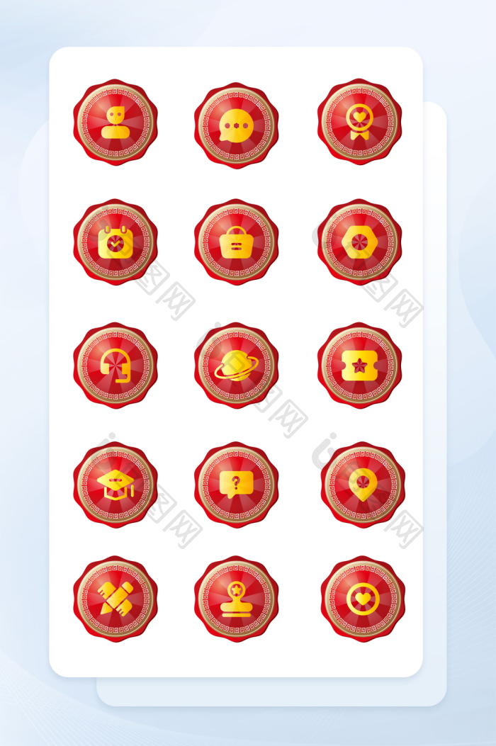 高端春节风渐变立体化图标中国红icon-包图网
