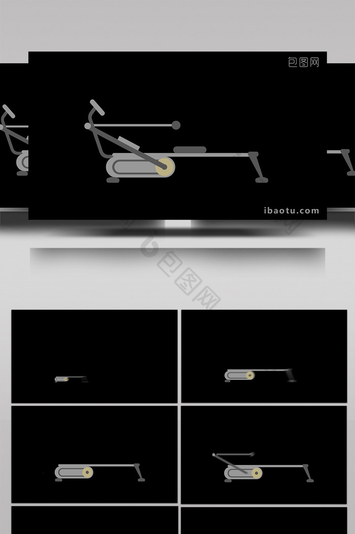 简约可爱扁平画风健身器材划船机MG动画