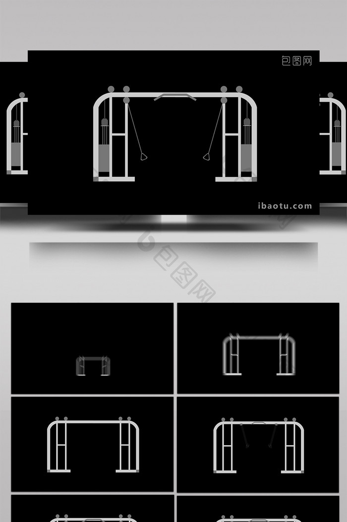 简约可爱扁平画风健身器材龙门架MG动画