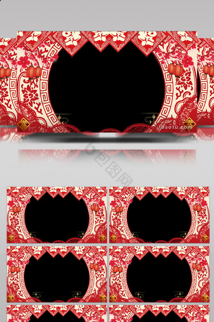 中国红剪纸风格民俗节日视频背景AE模板