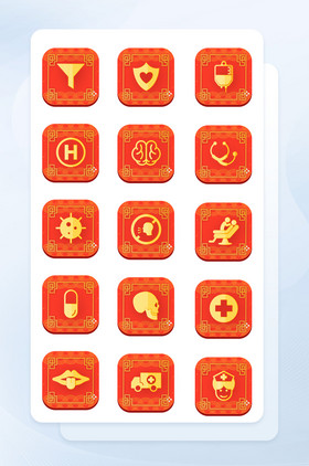 高端春节中国风医疗设备图标矢量icon