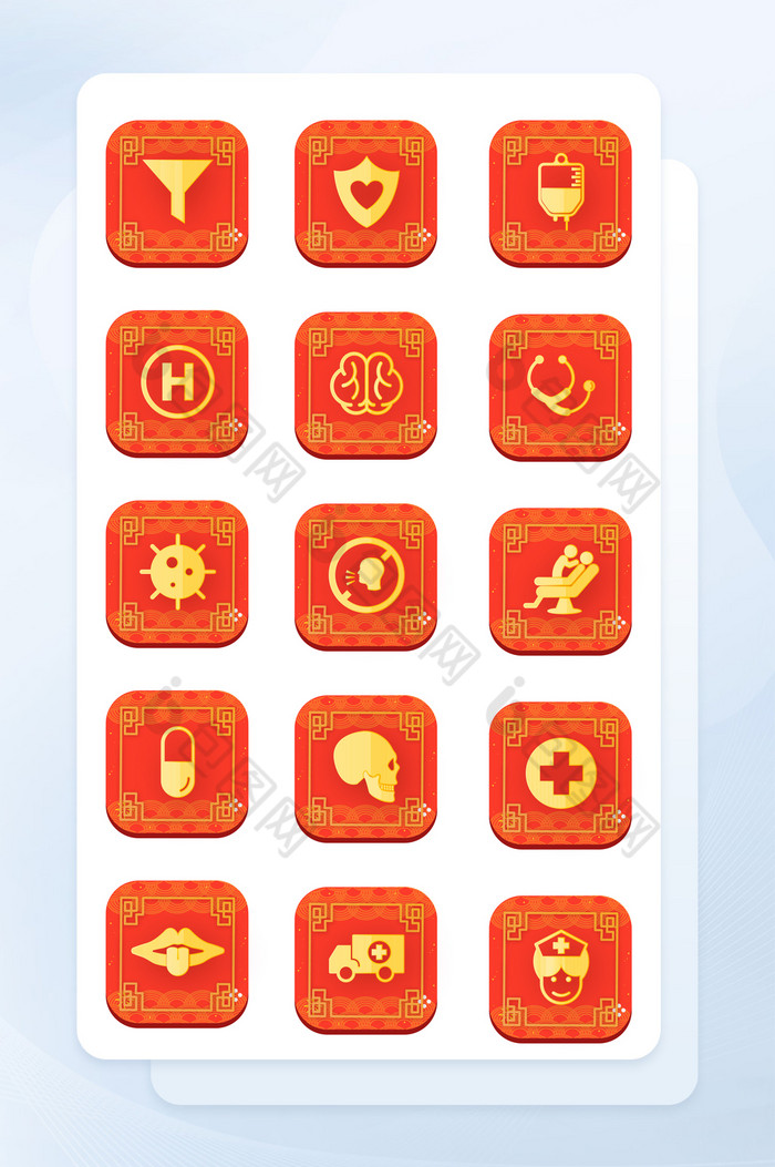 高端春节中国风医疗设备图标矢量icon图片图片