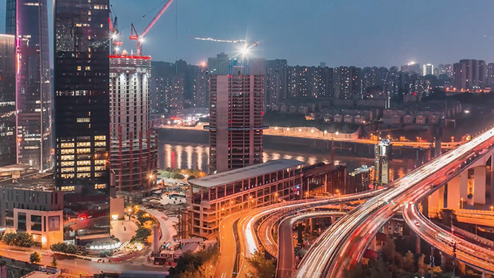 航拍建筑重庆夜景