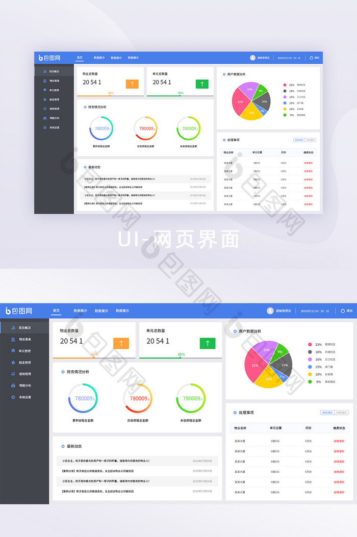 简约可视化数据界面UI后台界面