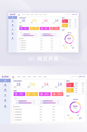 简约扁平化可视化后台管理界面UI网页界面