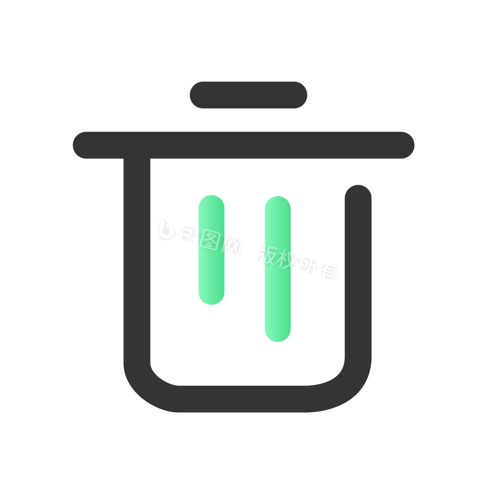 绿色渐变线性删除icon动效图标-包图网