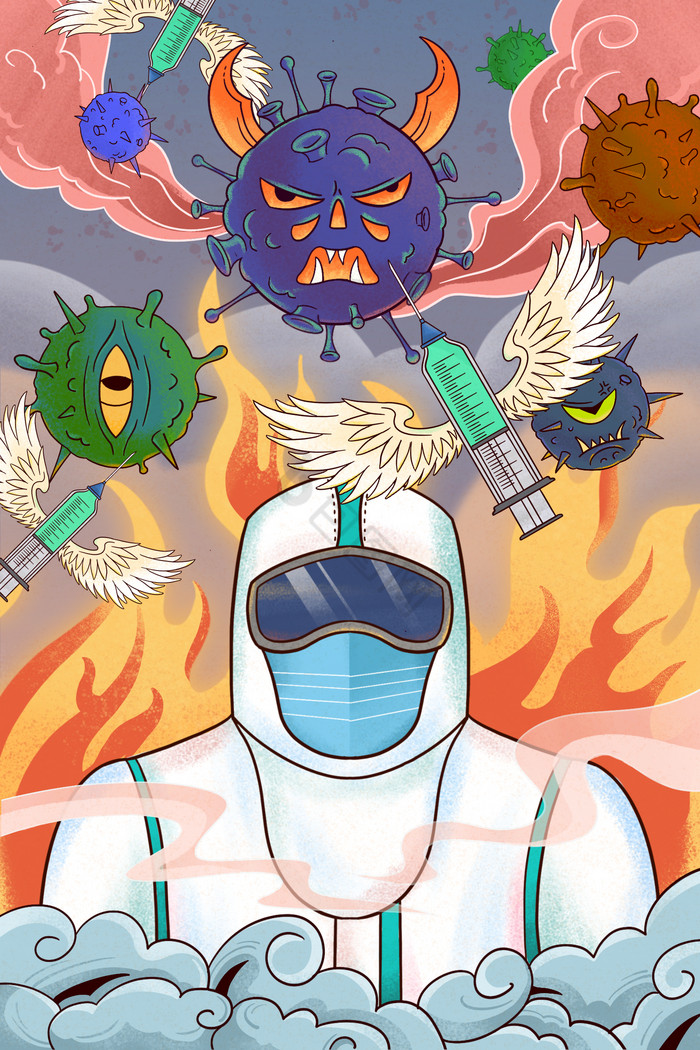 抗战病毒插画