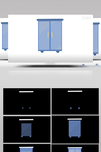 简单扁平画风家居用品类衣柜mg动画图片