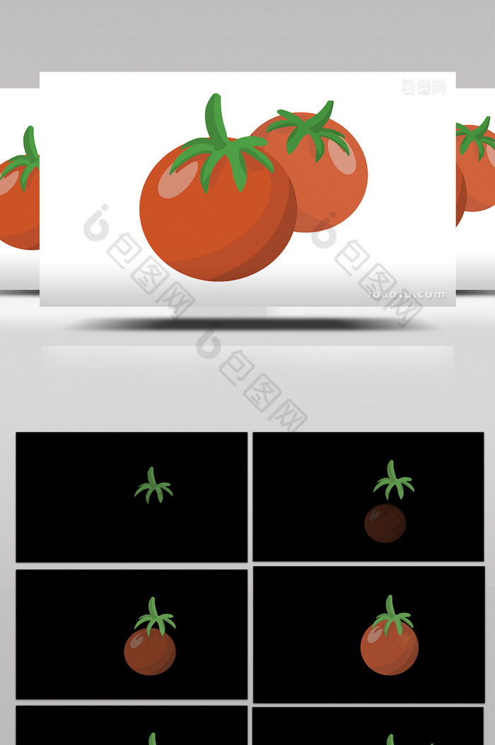 简单扁平画风食物类蔬菜水果番茄mg动画