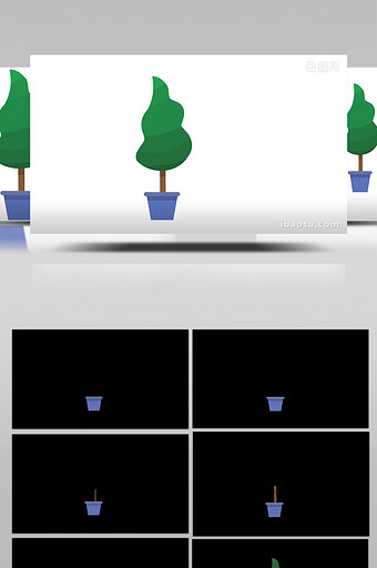 简单扁平画风自然植物类盆栽树mg动画图片