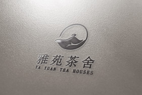 艺术典雅茶室磨砂金logo样机